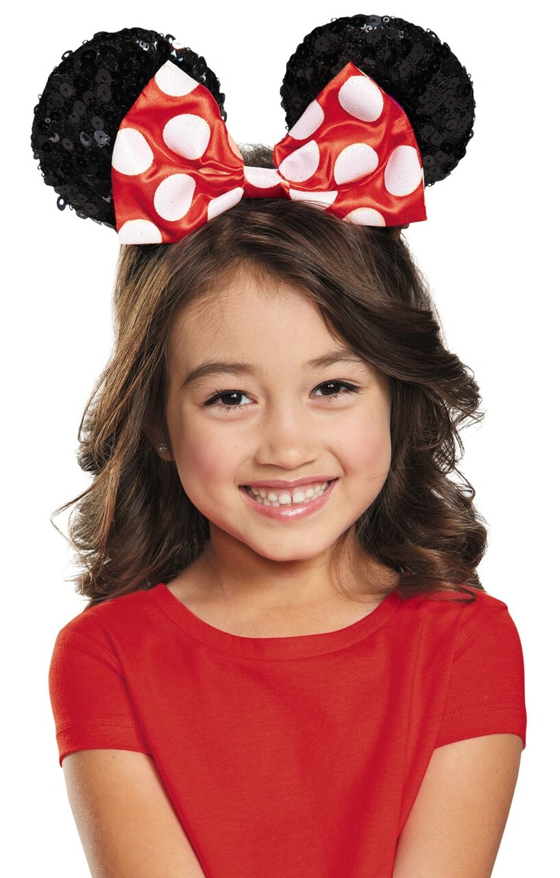 The Costume Center Red and Black Minnie Mouse Sequin Ears Girl Child Halloween Headband Costume Accessory - One Size